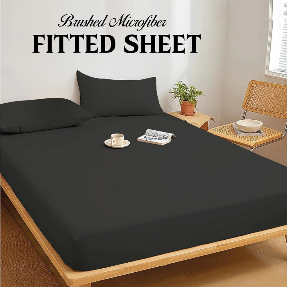 Black Brushed  Microfiber fitted sheets