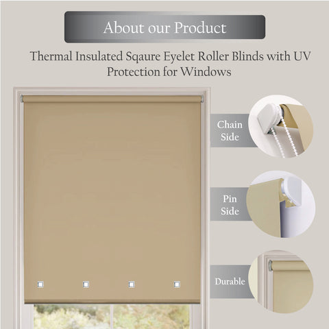 Square Eyelet Light Filtering roller blinds – Cappuccino