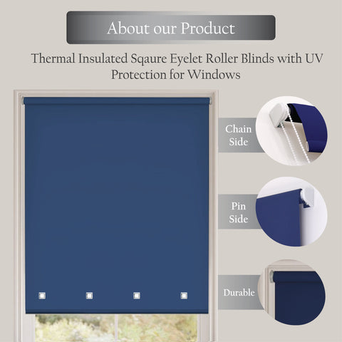 Square Eyelet Light Filtering roller blinds – Navy Blue