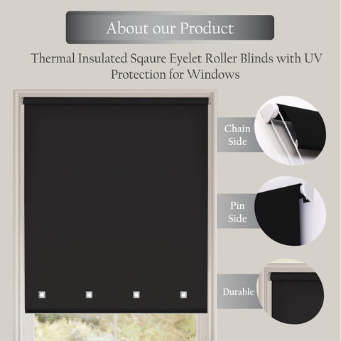 Square Eyelet Light Filtering roller blinds – Black
