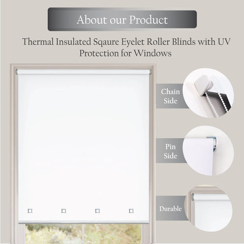 Square Eyelet Light Filtering roller blinds – White