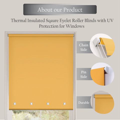 Square Eyelet Light Filtering roller blinds – Ochre Yellow