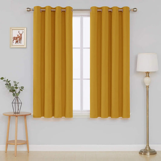 Wholesale Thermal Insulated Blackout Curtains Ring Top Eyelet- Ochre yellow RoyalHomeFurnishing