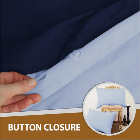 Microfiber Reversible Duvet Cover- Blue& light blue Plain Bedding Sets