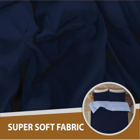 Microfiber Reversible Duvet Cover- Blue& light blue Plain Bedding Sets