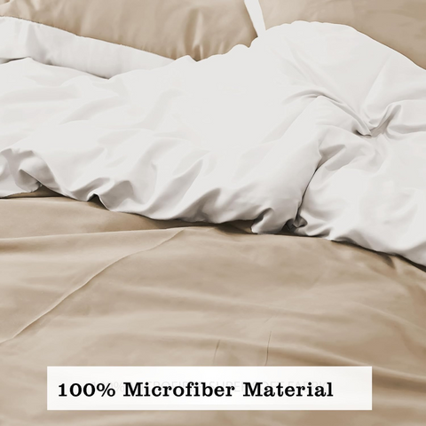 Mink & cream Microfiber Reversible Duvet Cover