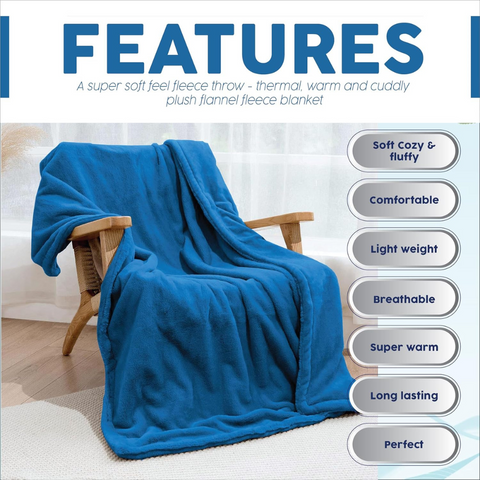 Fleece Blanket Soft Throw Sofa Bed Blankets Bedspread, Plain Turquoise Blue