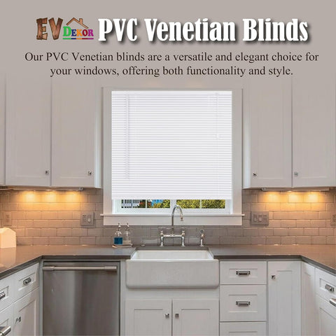 White PVC Venetian Blinds 25mm Slats Window Treatment Trimmable Easy Fit Child Safe Home office