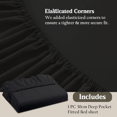 Black Brushed  Microfiber fitted sheets 30 cm Deep 100% Polyester