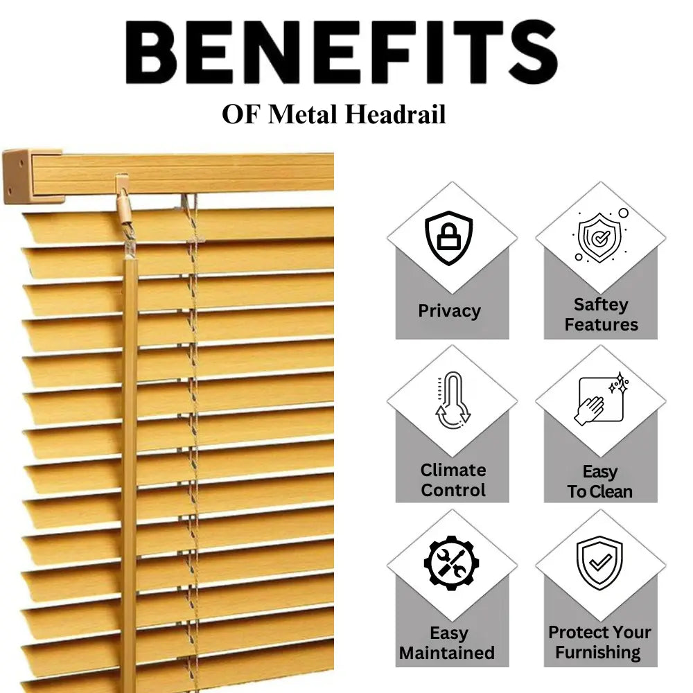 Teak  PVC Metal Headrail Venetian blinds 25mm Slats Window Treatment Trimmable Easy Fit Child Safe Home office EV Dekor