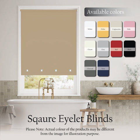 Square Eyelet Light Filtering roller blinds – Cappuccino