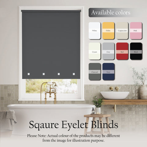 Square Eyelet Light Filtering Roller Blinds – Charcoal