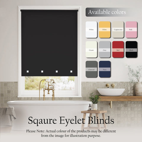 Square Eyelet Light Filtering roller blinds – Black