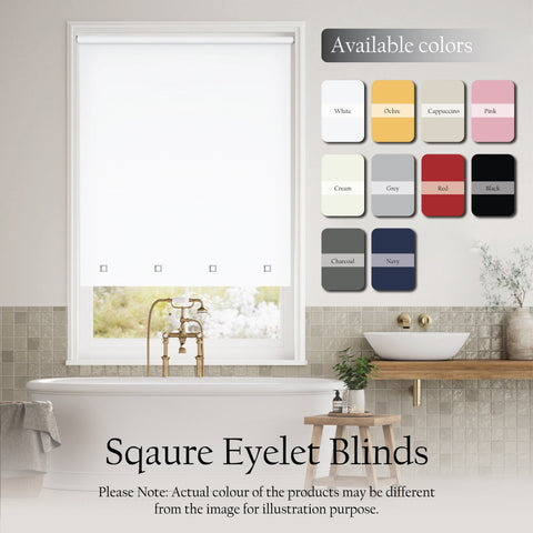 Square Eyelet Light Filtering roller blinds – White