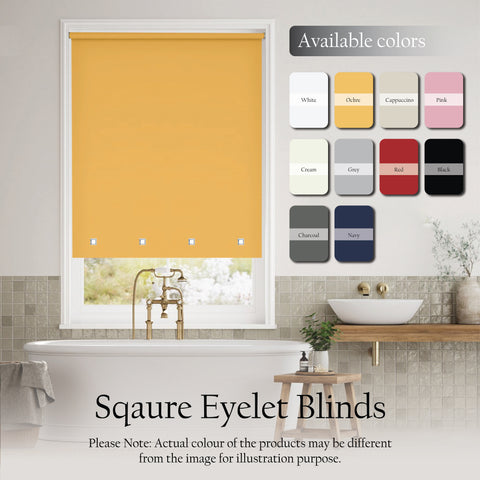 Square Eyelet Light Filtering roller blinds – Ochre Yellow