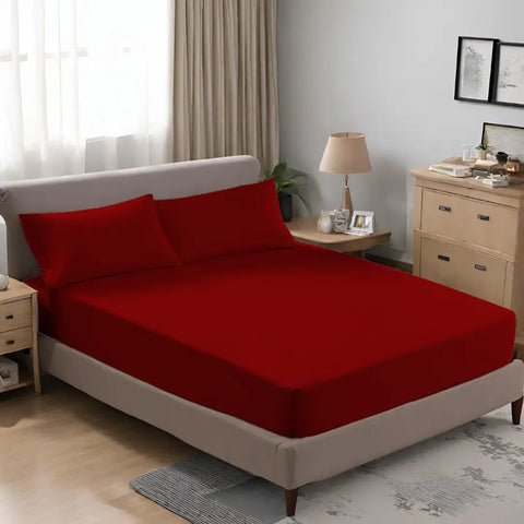 microfiber 25cm deep fitted sheet Red