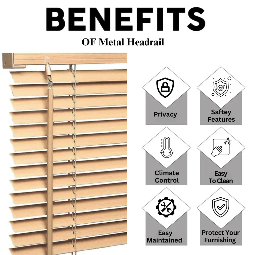 Natural PVC Metal Headrail Venetian blinds 25mm Slats Window Treatment Trimmable Easy Fit Child Safe Home office EV Dekor