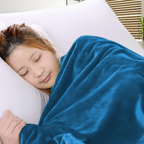 Fleece Blanket Soft Throw Sofa Bed Blankets Bedspread, Plain Turquoise Blue