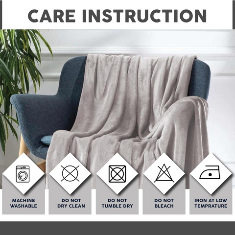Flannel Fleece Throw Blanket Soft Sofa Bed Blankets Bedspread, Plain Light Grey