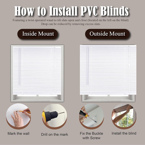 White PVC Venetian Blinds 25mm Slats Window Treatment Trimmable Easy Fit Child Safe Home office