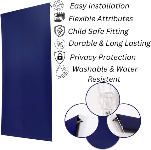 Navy Blue Thermal Blackout roller blinds polyester Trimmable insulated UV protection child safe