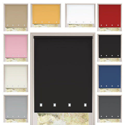 Square Eyelet Light Filtering roller blinds – Black