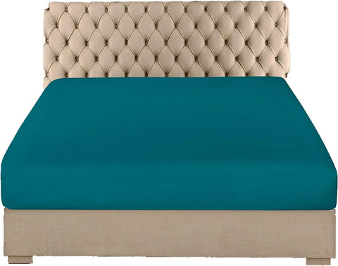 Plain Poly Cotton Extra Deep Fitted Sheet teal