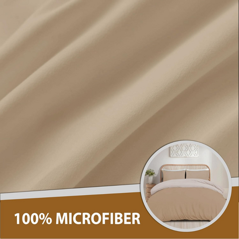 Mink & cream Microfiber Reversible Duvet Cover