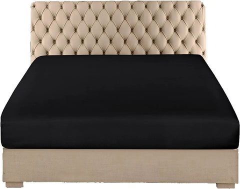 Extra Deep Fitted Sheet Polycotton Bed Sheets - Black RoyalHomeFurnishing