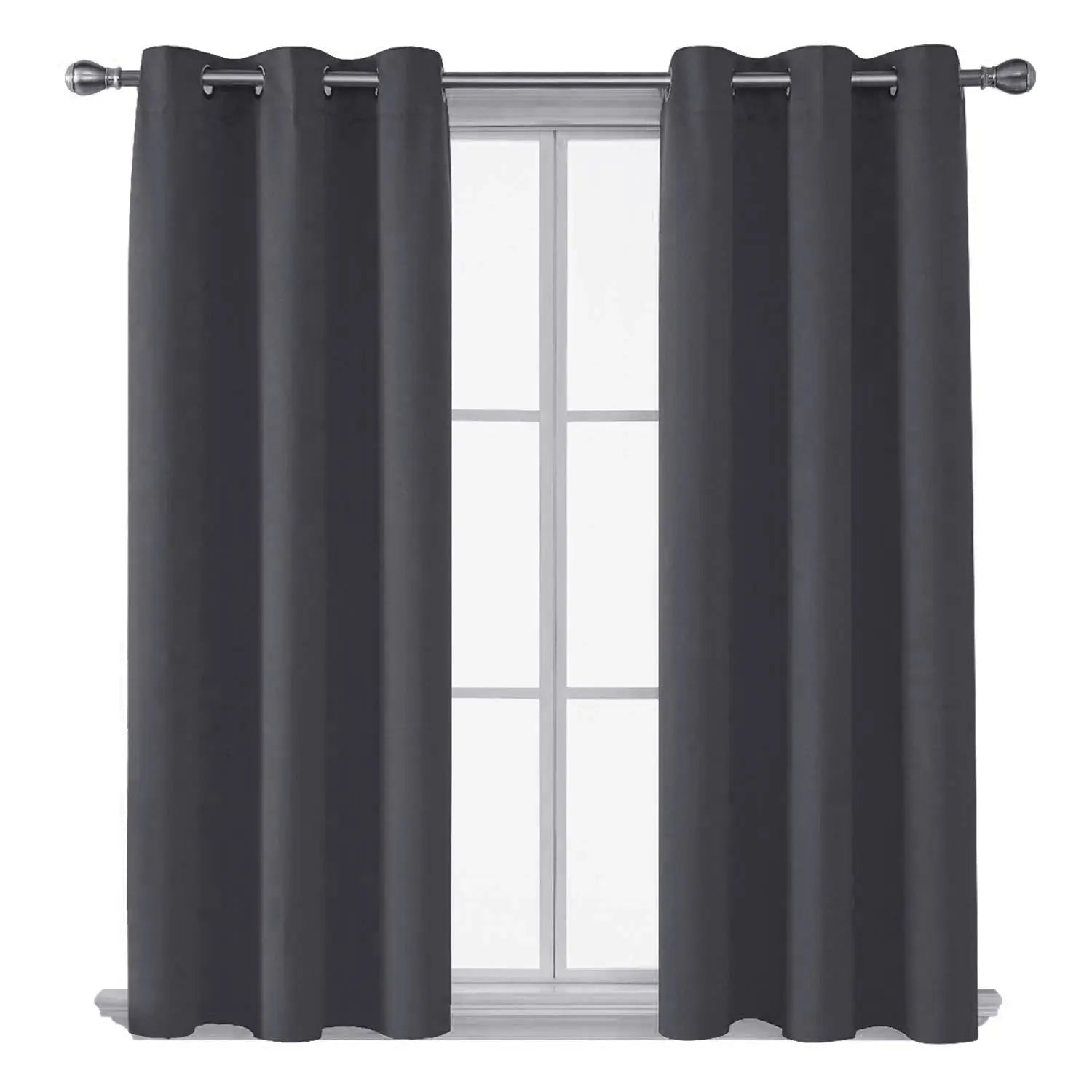 Wholesale Thermal Insulated Blackout Curtains Ring Top Eyelet - Charcoal Grey RoyalHomeFurnishing