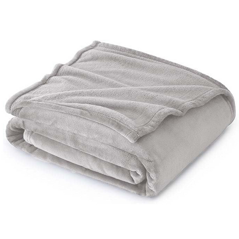Flannel Fleece Throw Blanket Soft Sofa Bed Blankets Bedspread, Plain Light Grey