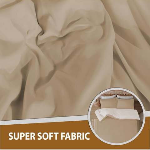 Mink & cream Microfiber Reversible Duvet Cover