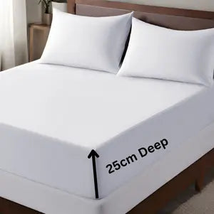 microfiber 25cm deep fitted sheet white