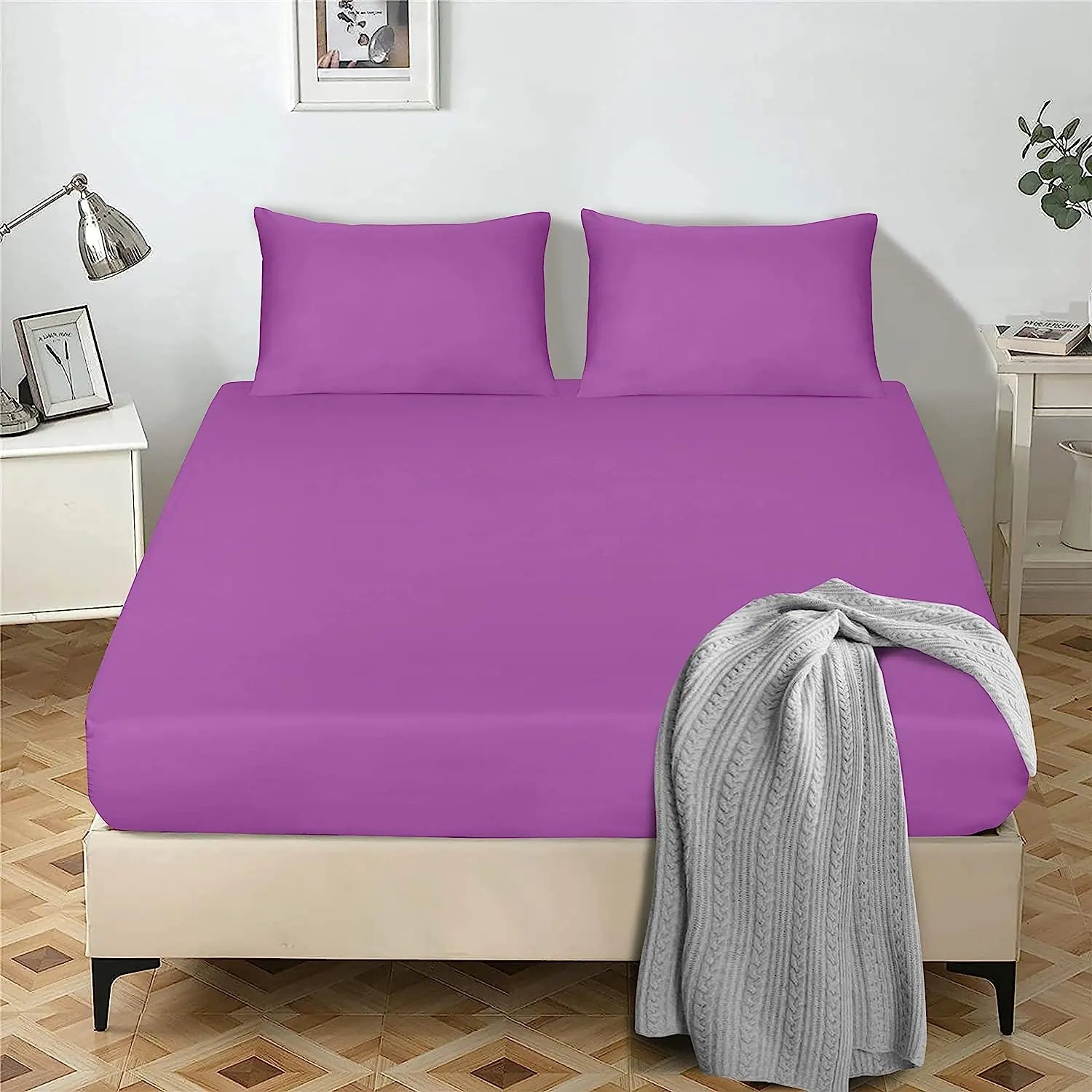 microfiber fitted sheet 25cm lilac