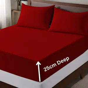 microfiber 25cm deep fitted sheet Red