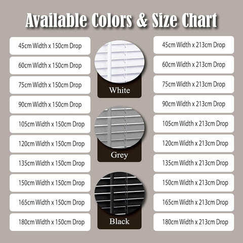 Grey PVC Venetian Blinds 25mm Slats Window Treatment Trimmable Easy Fit Child Safe Home office