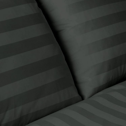 Satin Stripe Duvet Cover set- Hypoallergenic Soft Microfiber Breathable Bed Covers - Dark Grey