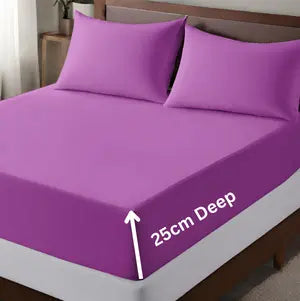 microfiber 25cm deep fitted sheet lilac