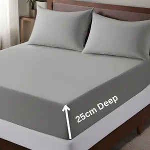 microfiber 25cm  Deep fitted sheet Light grey