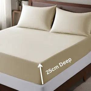 microfiber 25cm deep fitted sheet beige