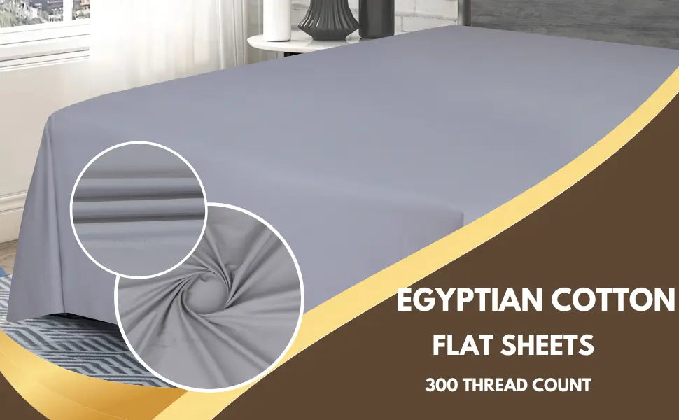 Egyptian cotton flat sheets -300 Thread Count bedding sheets Grey EV Dekor