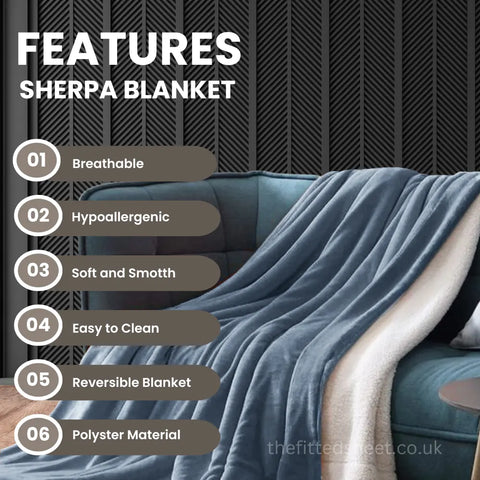 Sherpa Fleece throw blanket – Cozy & Luxurious Comfort EV Dekor