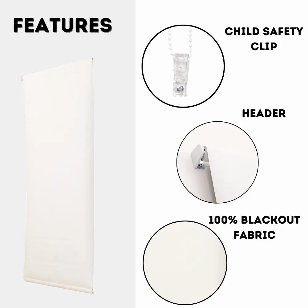 Cream Thermal Blackout roller blinds polyester Trimmable insulated UV protection child safe EV Dekor