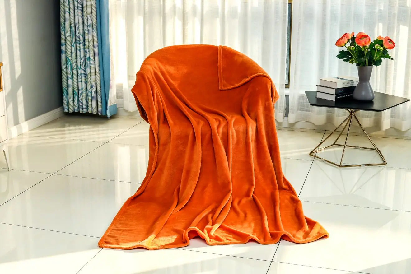 fleece throw blanket orange