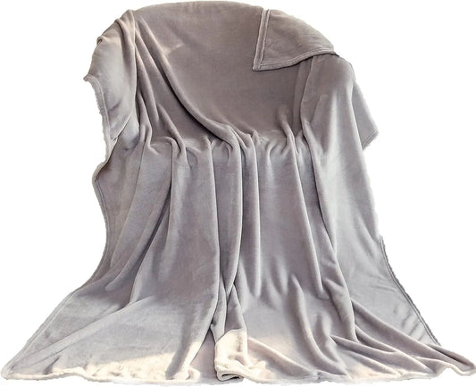 Flannel Fleece Throw Blanket - Silver RoyalHomeFurnishing