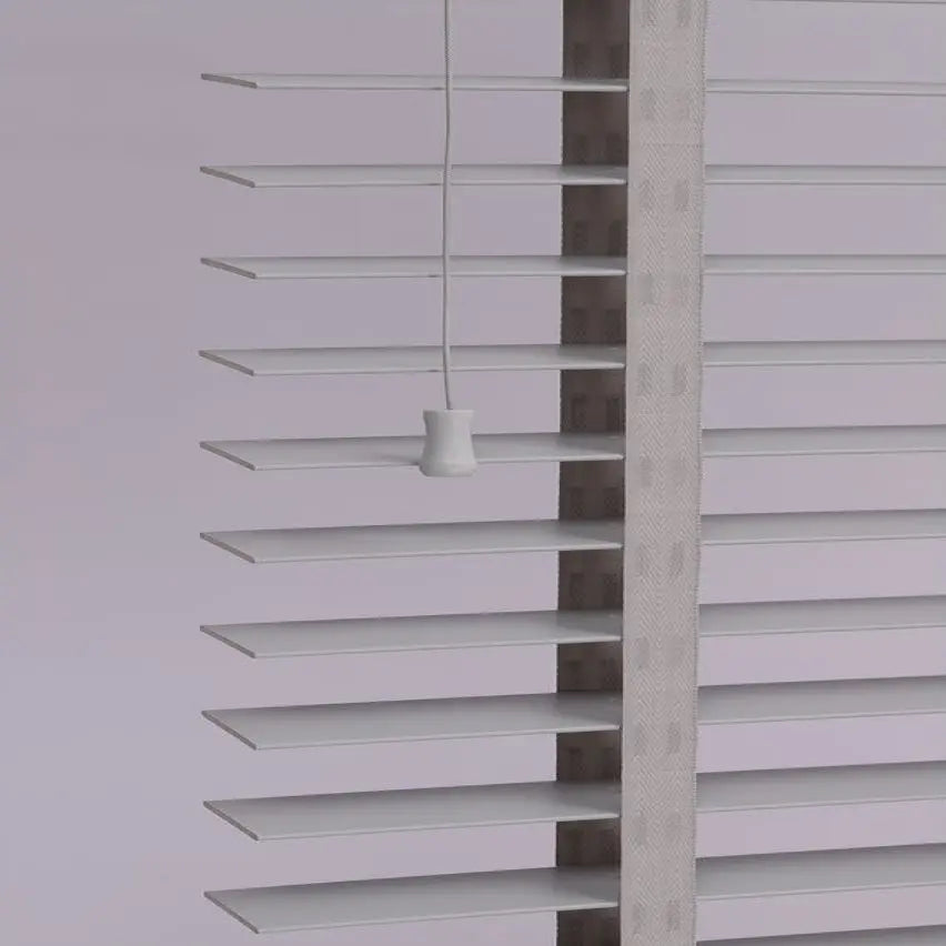 faux wood blinds with grey tape