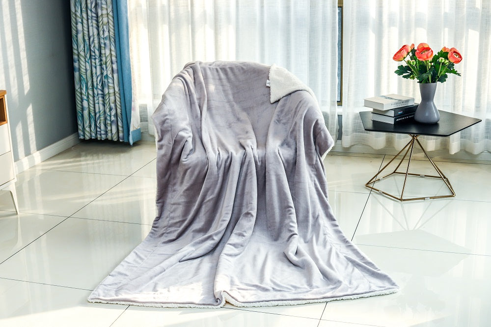 sherpa throw blanket light grey