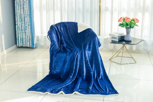 sherpa fleece blanket navy