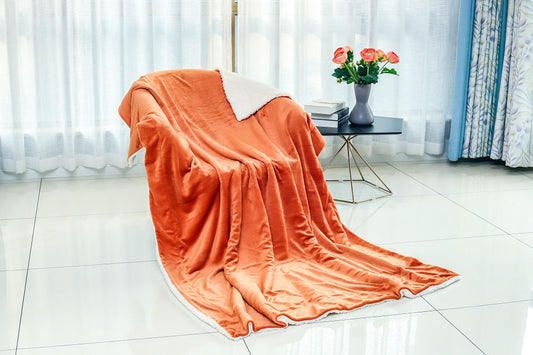 sherpa throw blanket orange