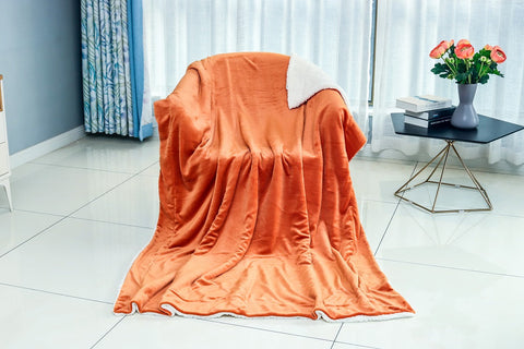 sherpa fleece throw orange